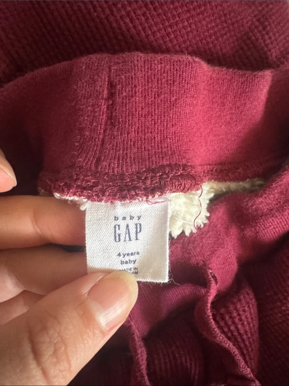 GAP Baby Cream Sherpa Lined Jacket with Maroon Knit Exterior